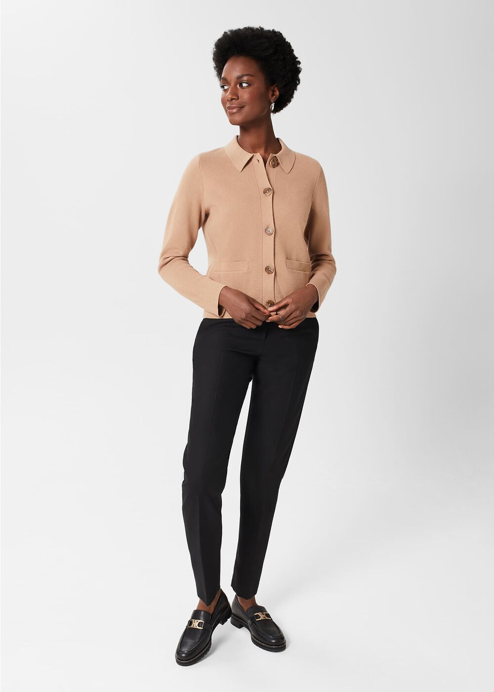 Mia Cotton Wool Knitted Jumper, Hobbs Camel, hi-res