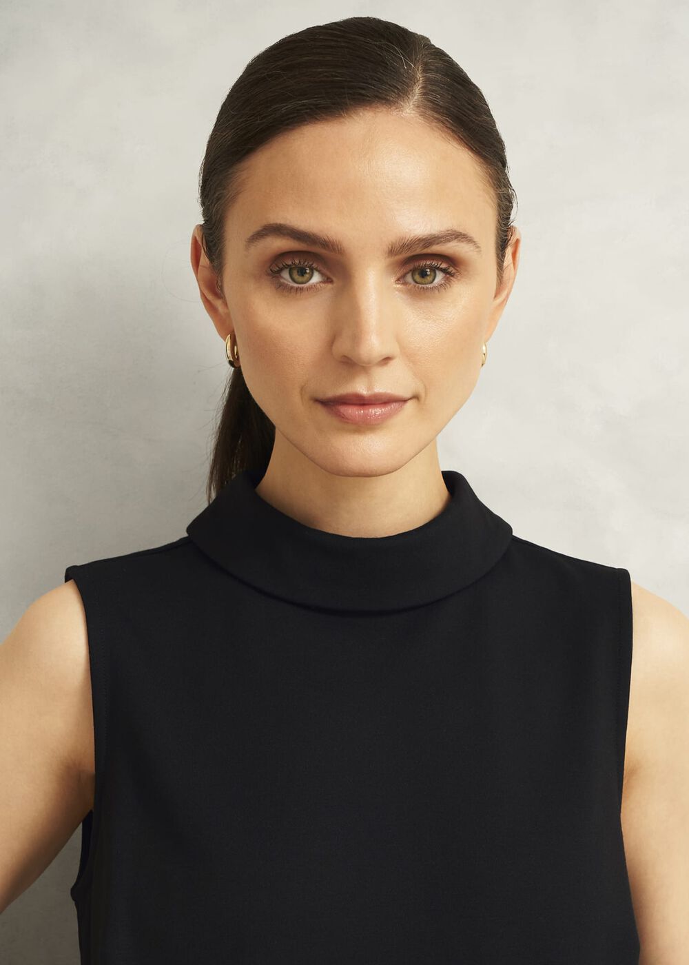 Black Clarice Roll Neck Sleeveless Top, Black, hi-res