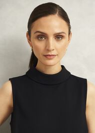 Black Clarice Roll Neck Sleeveless Top, Black, hi-res