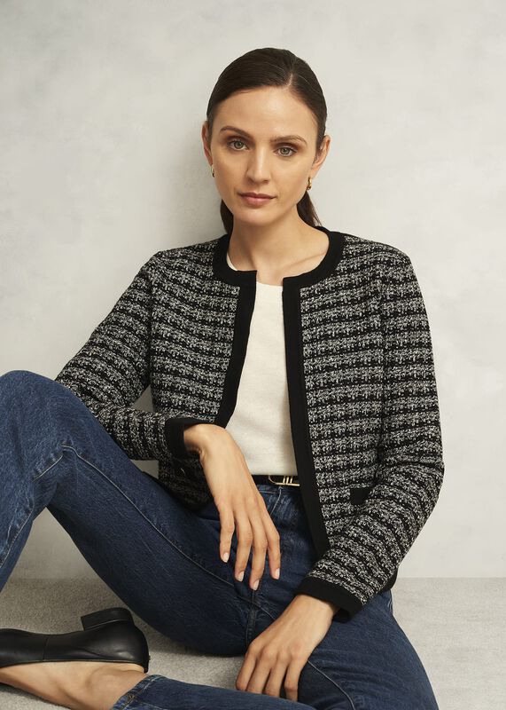 Monochrome Audra Boucle Knitted Jacket