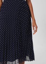 Losie Pleated Midi Skirt, Navy Ivory, hi-res