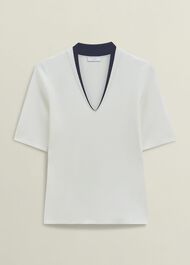 Scarlett Knitted Top, Ivory Navy, hi-res
