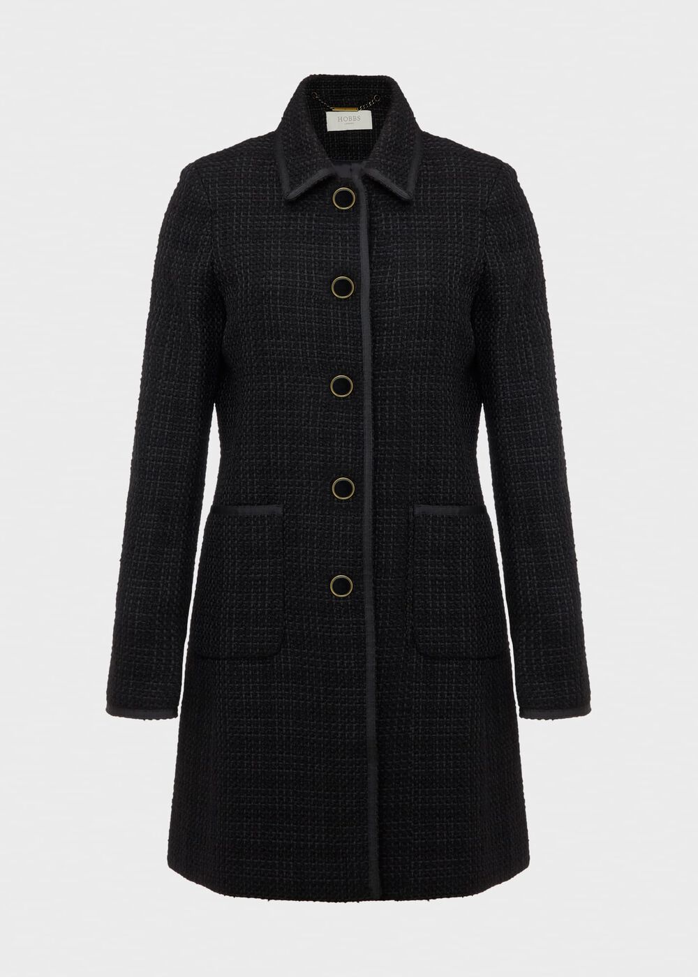 Elaine Tweed Coat With Wool, Black, hi-res