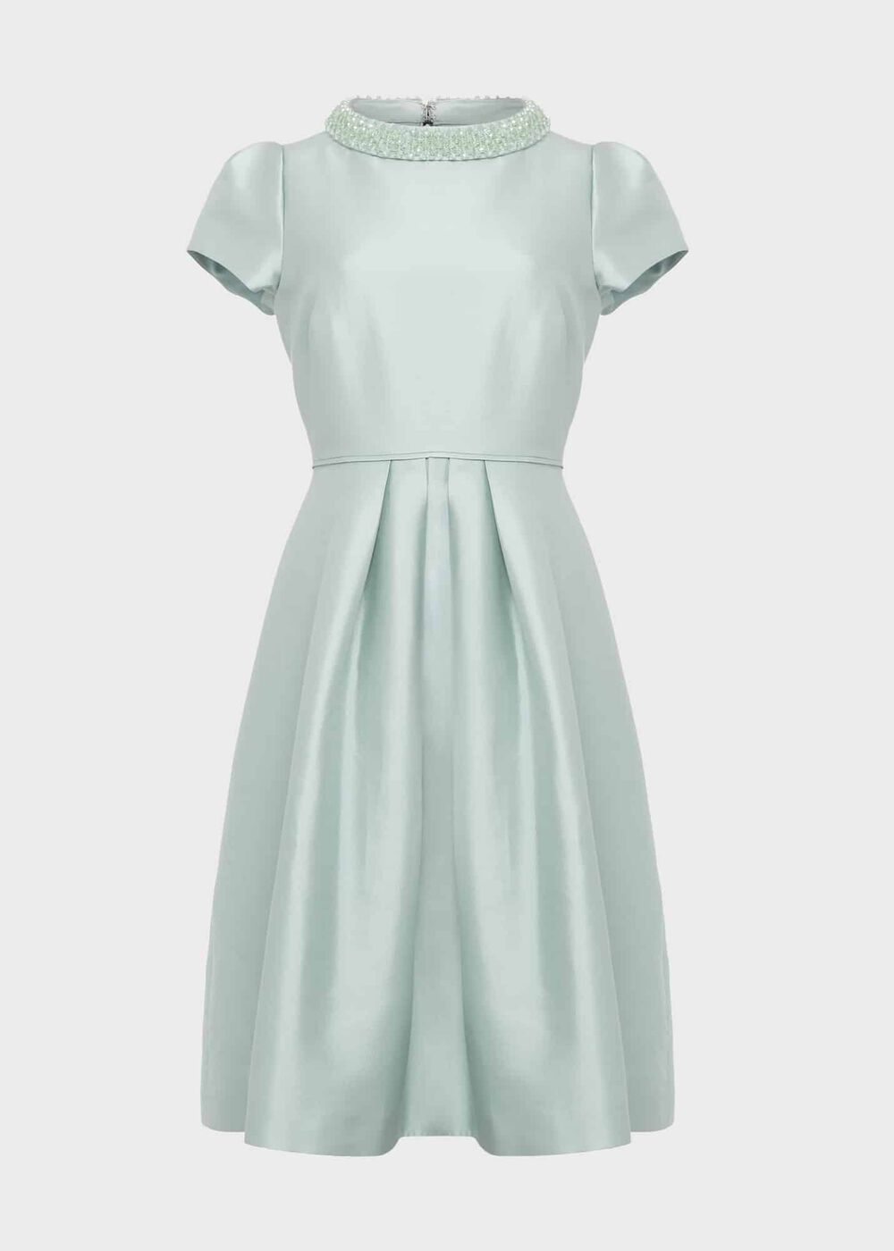 Jocelyn Silk Blend Fit And Flare Dress, Sage Green, hi-res