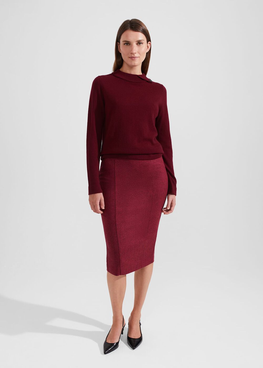 Talia Wool Cashmere Jumper, Wine Red, hi-res