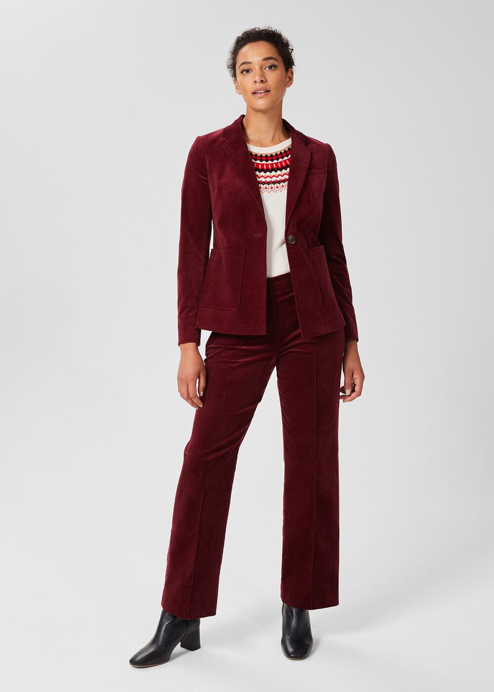 Kassandra Cord Pants, Dark Red, hi-res
