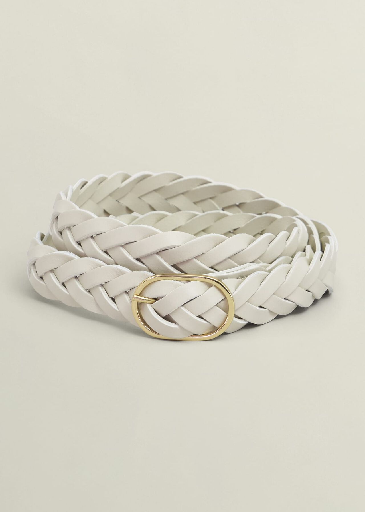 Meera Woven Leather Belt, Chalk Beige, hi-res