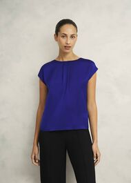 Nita Satin Front Top , Cobalt Blue, hi-res