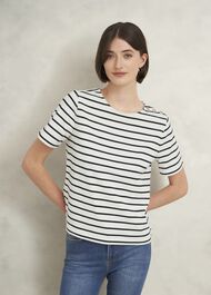 Bethan Cotton Stripe Top, Ivory Black, hi-res