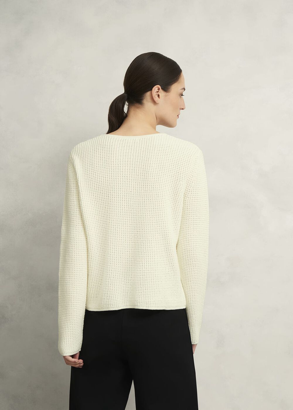 Adela Cotton Knitted Jacket , Warm Ivory, hi-res