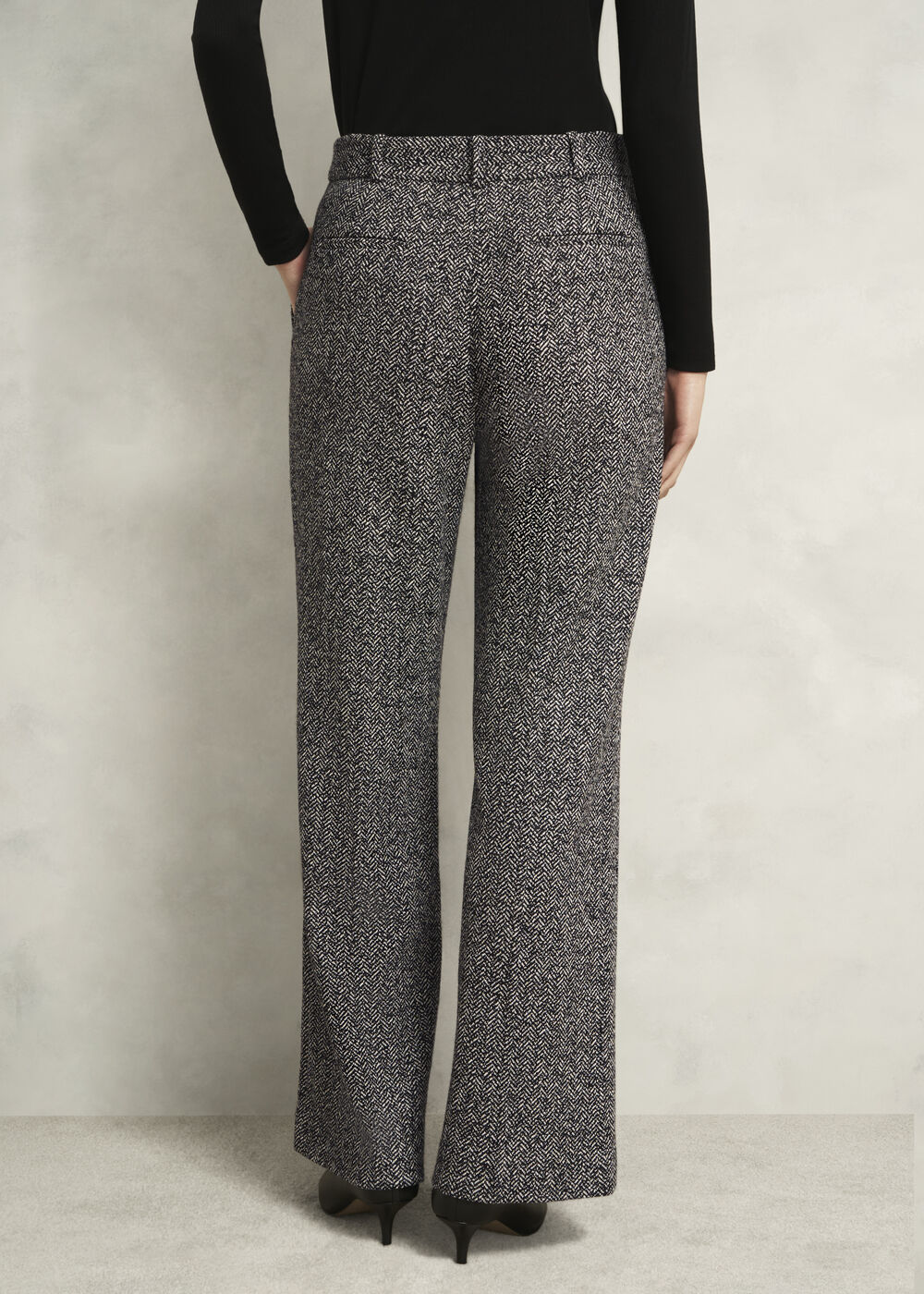 Marlyn Wool Jersey Pants, Black White, hi-res