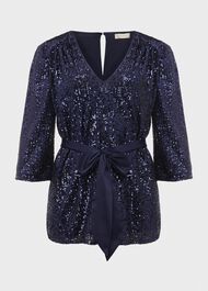 Salma Sequin Top, Ink Blue, hi-res