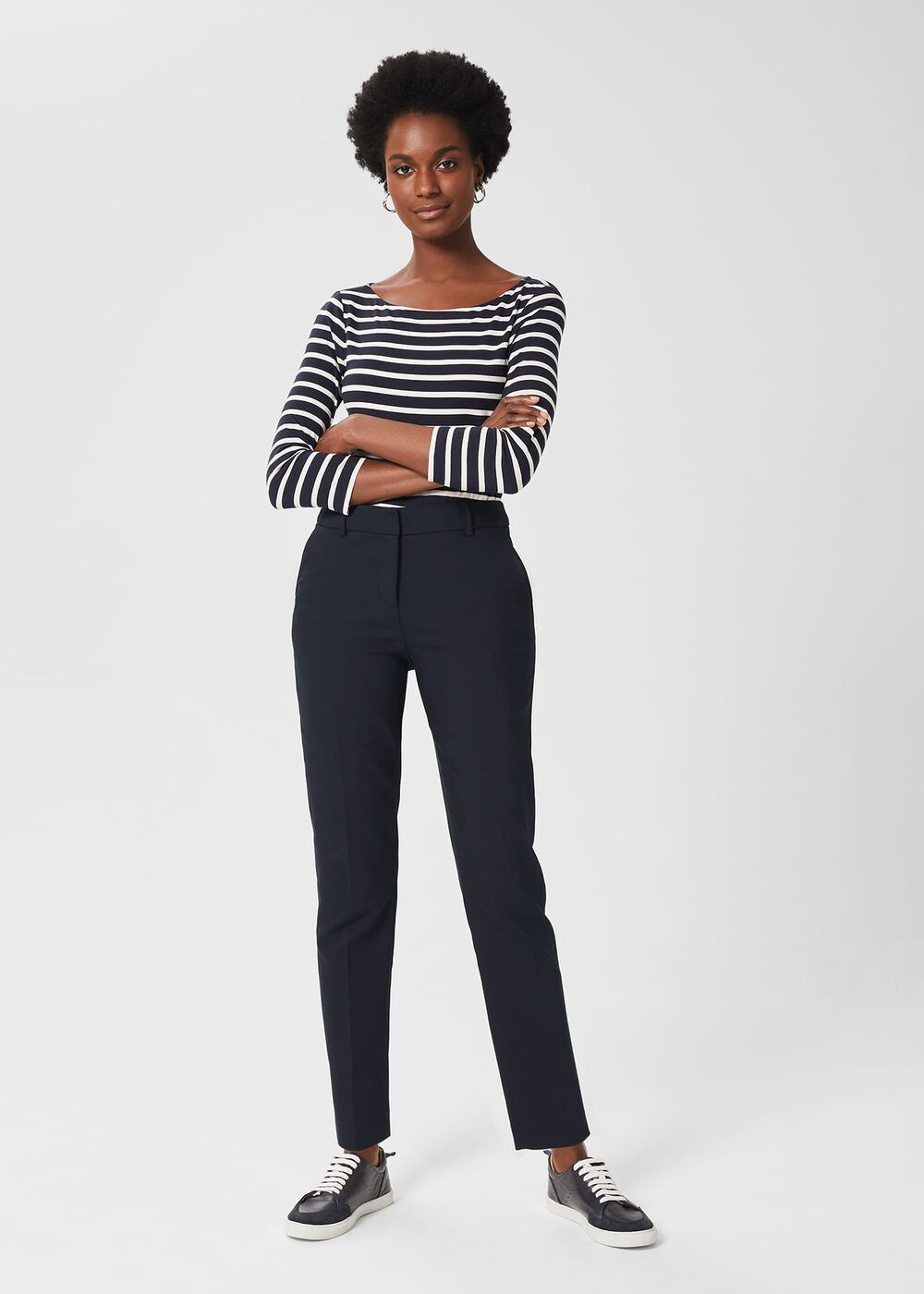 Petite Quin Tapered Trousers, Navy, hi-res