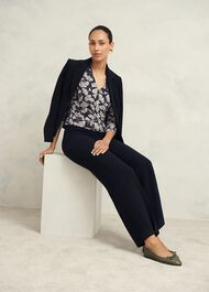 Aimee Printed Top, Navy Ivory, hi-res