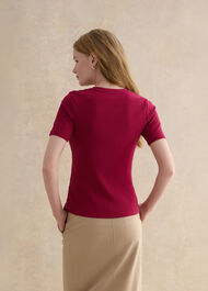 Tamsin Ribben Cotton Blend T-Shirt, Beetroot Pink, hi-res