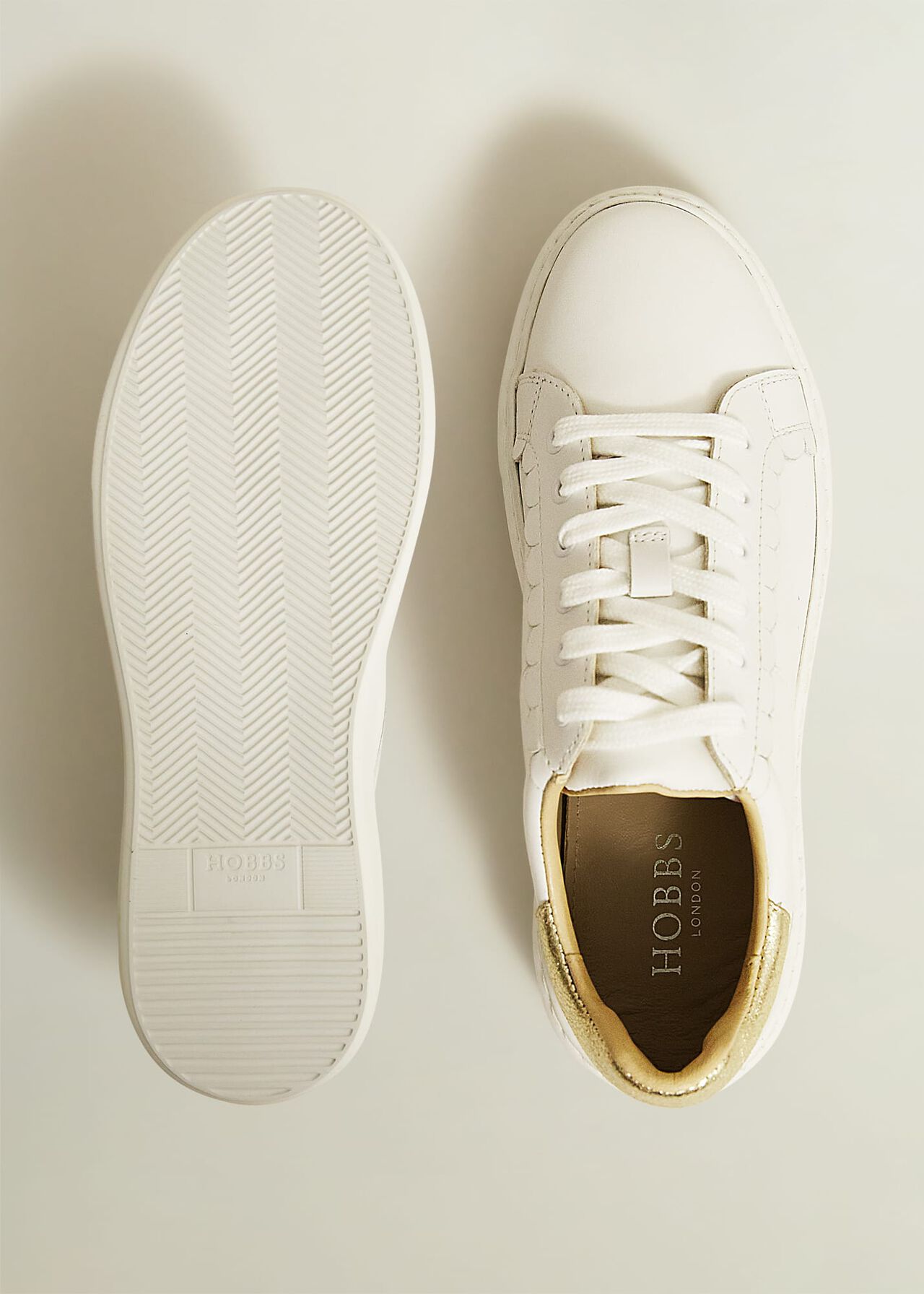 Dannie Leather Trainers, White, hi-res