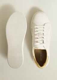 Dannie Leather Trainers, White, hi-res