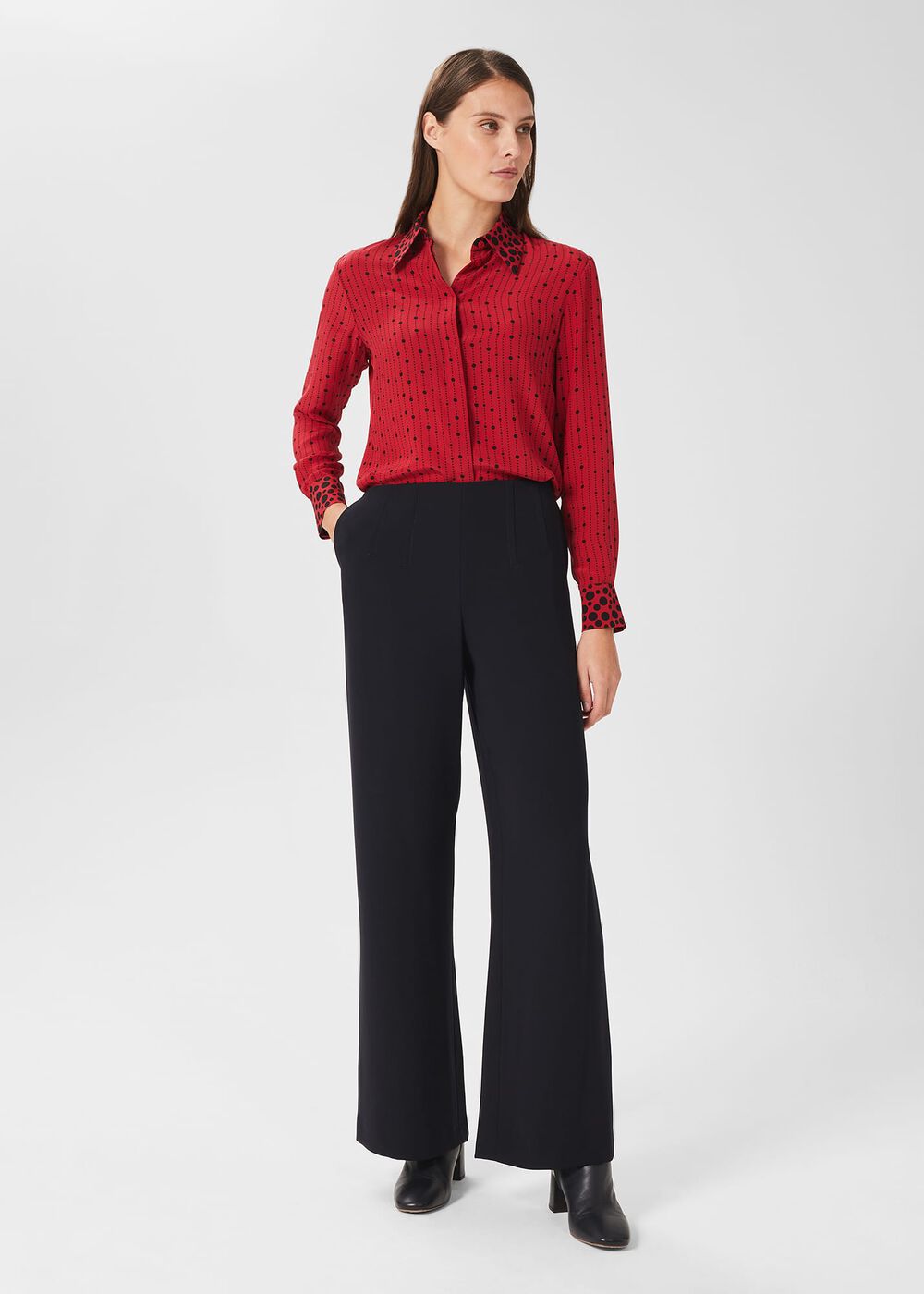 Jaya Wide Leg Trousers, Navy Blue, hi-res