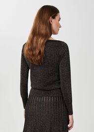 Anika Boatneck Sparkle Jumper, Gold Black, hi-res