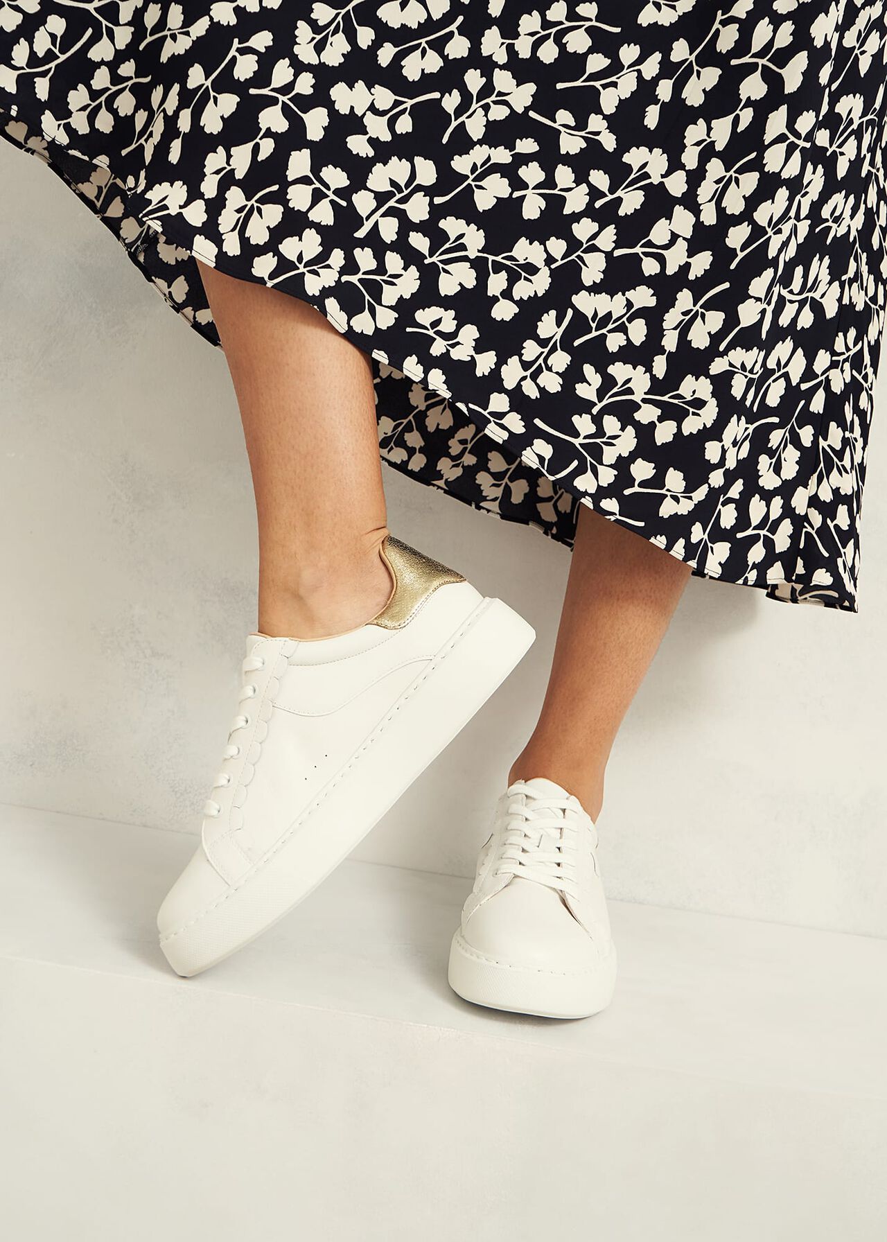 Dannie Leather Trainers, White, hi-res
