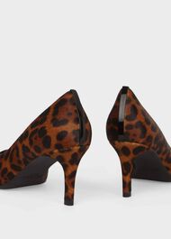 Amy Animal Print Leather Court Shoes, Leopard, hi-res