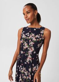 Carly Floral Midi Dress, Navy Pink Multi, hi-res