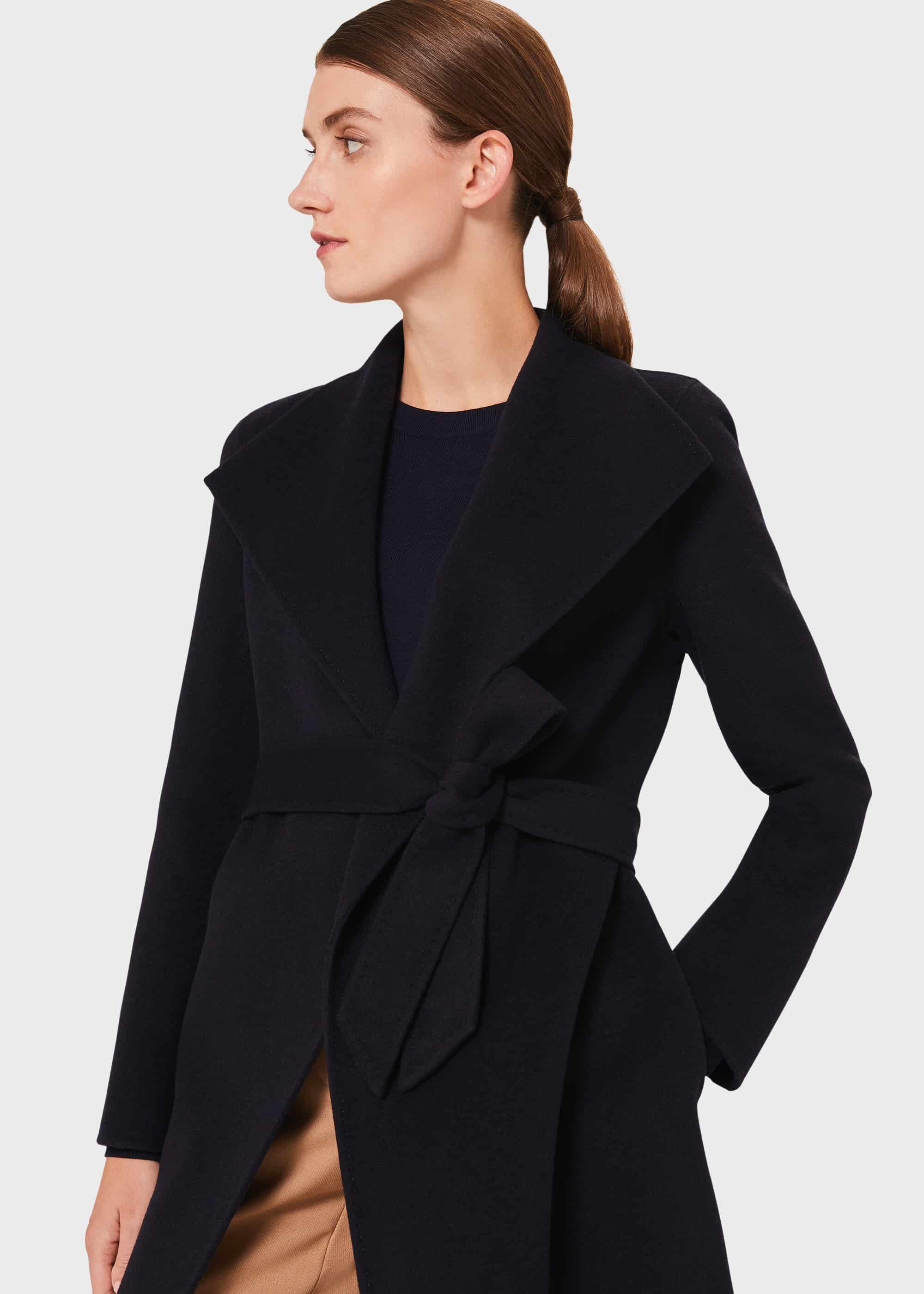 navy wrap coat