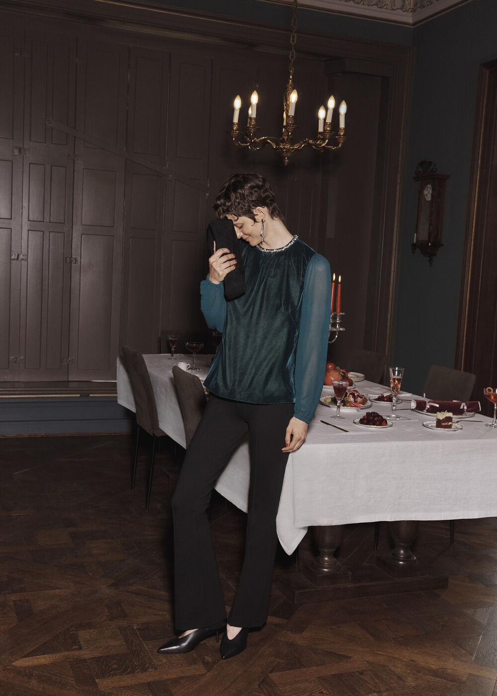 Tallulah Velvet Top, Evergreen, hi-res