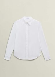 Viola Cotton Blend Shirt, White, hi-res
