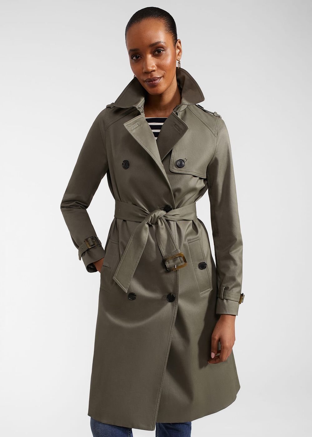 Petite Lisa Shower Resistant Trench Coat, Olive Green, hi-res