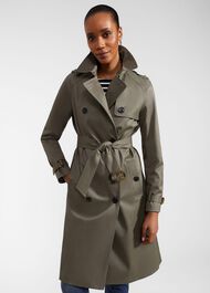 Petite Lisa Shower Resistant Trench Coat, Olive Green, hi-res