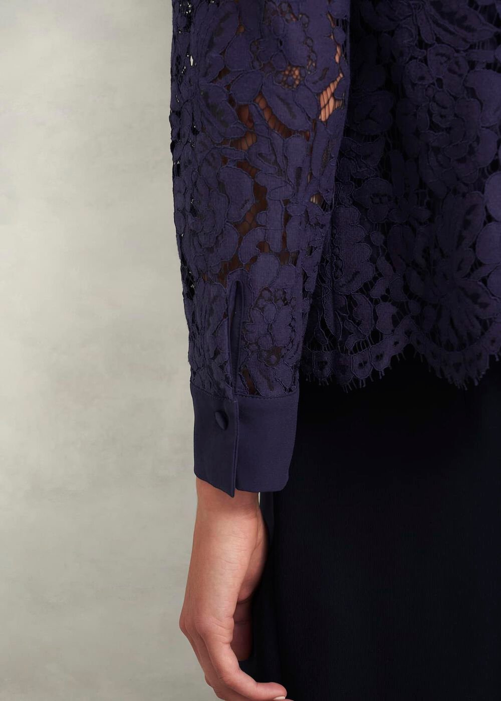Claire Lace Shirt, Midnight Navy, hi-res