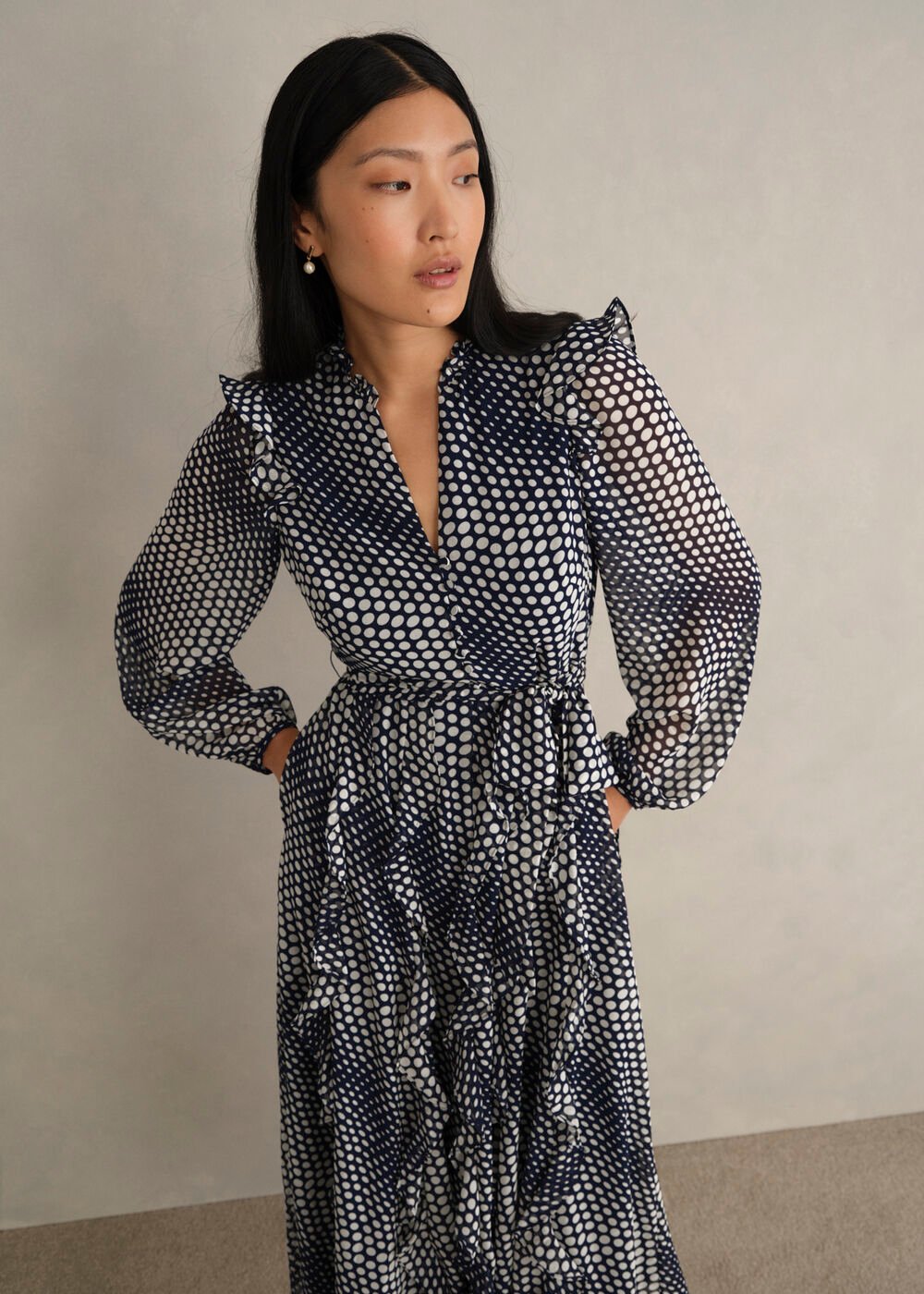 Miriam Dress, Midnight Cream, hi-res