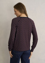 Zelia Printed Top, Navy Multi, hi-res