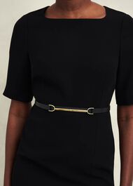 Daphne Leather Waist Belt, Black, hi-res