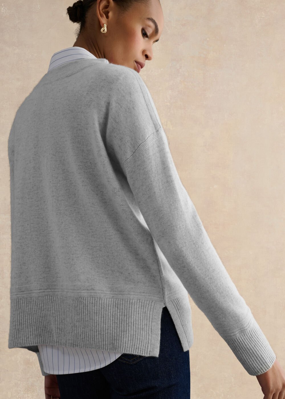 Carine Cashmere Jumper, Pale Grey Marl, hi-res