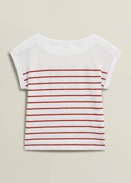 Alycia Cotton Slub Stripe T-Shirt, White Red, hi-res