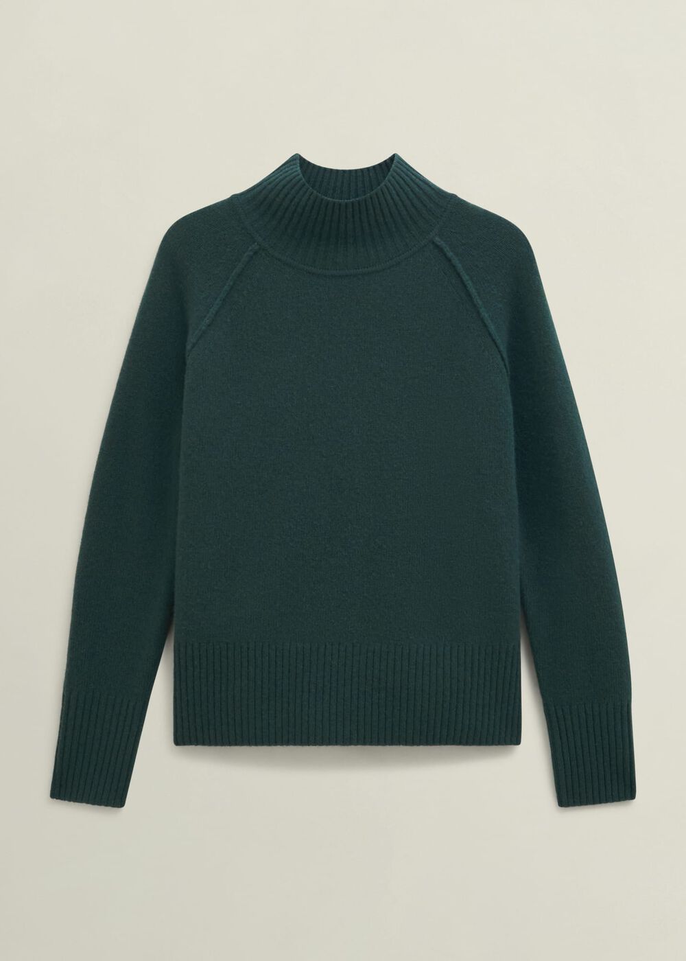 Dark Green Lorraine Wool Blend Turtle Neck Knitted Sweater, Ponderosa Green, hi-res