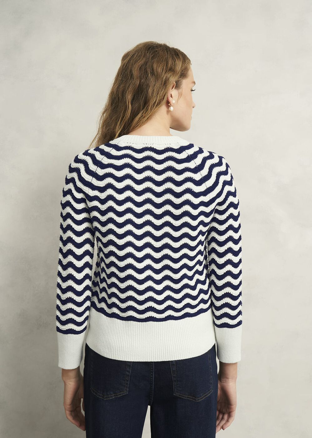 Lulu Cotton Cardigan, Navy Warm Ivory, hi-res