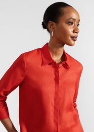 Nita Linen Shirt, Scarlet Red, hi-res