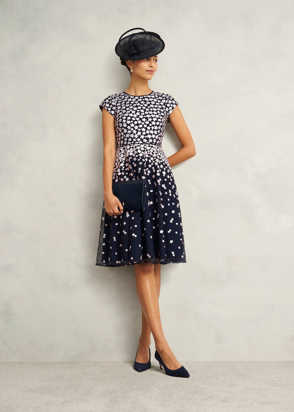 Petite Betty Embroidered Dress, Midnight Pink, hi-res