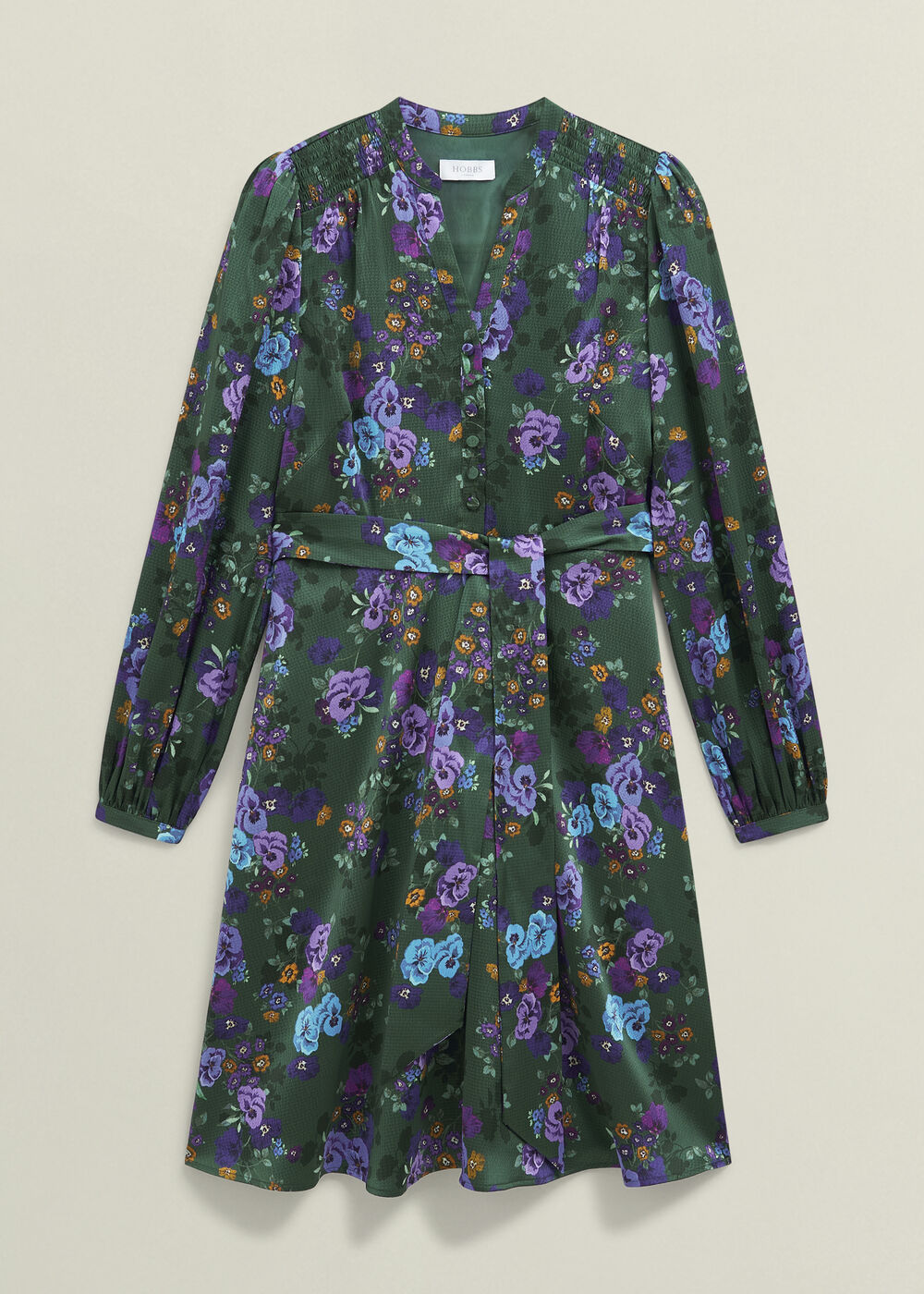 Fatima Tie Belted Dress, Green Multi, hi-res