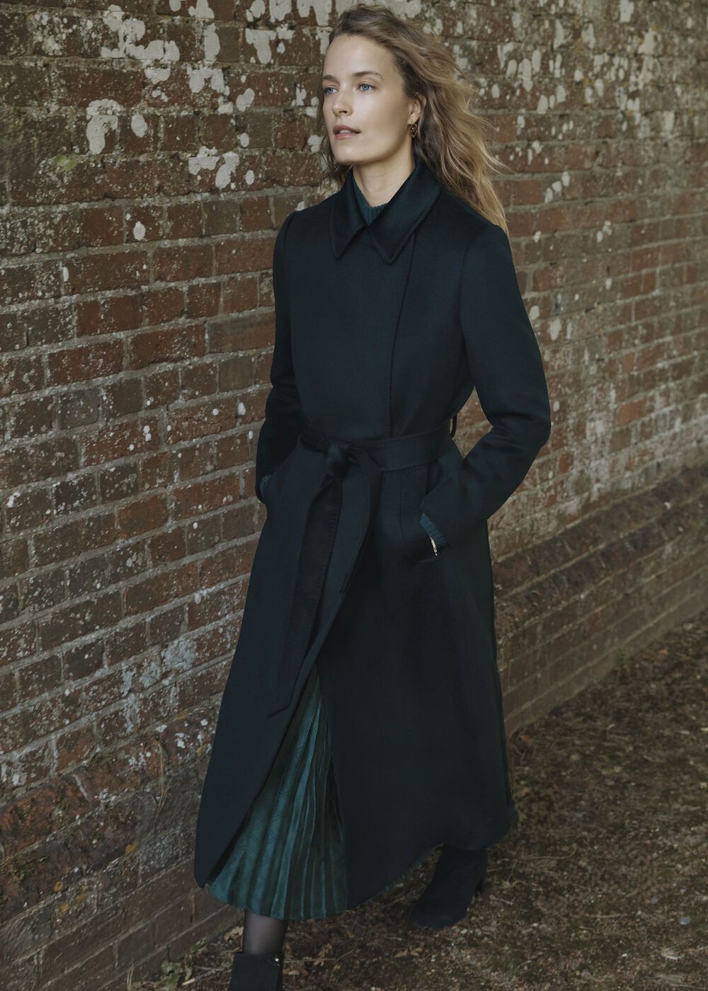 Livia Wool Coat, Dark Green, hi-res