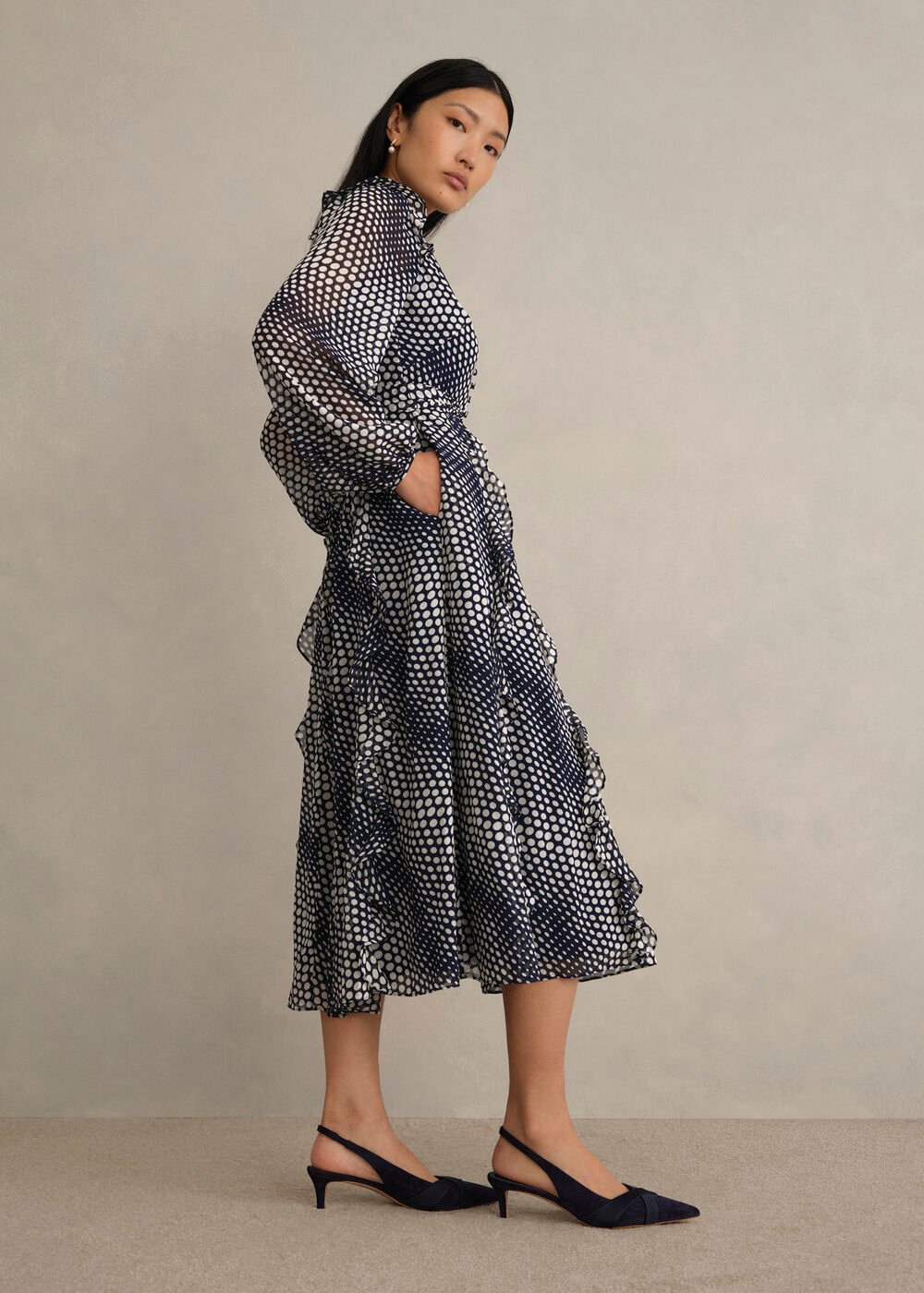 Miriam Dress, Midnight Cream, hi-res