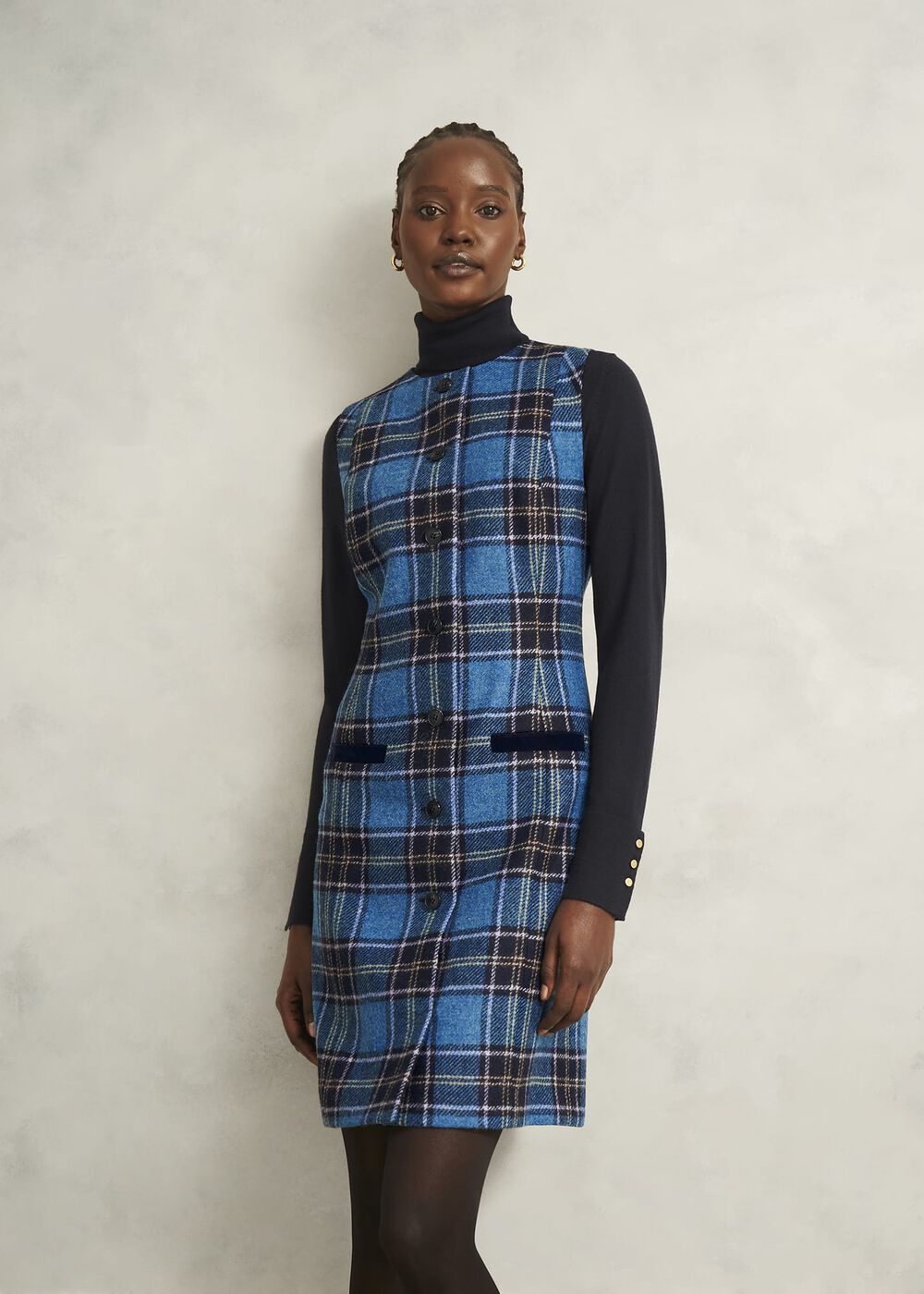 Petite Joella Wool Dress, Blue Multi, hi-res