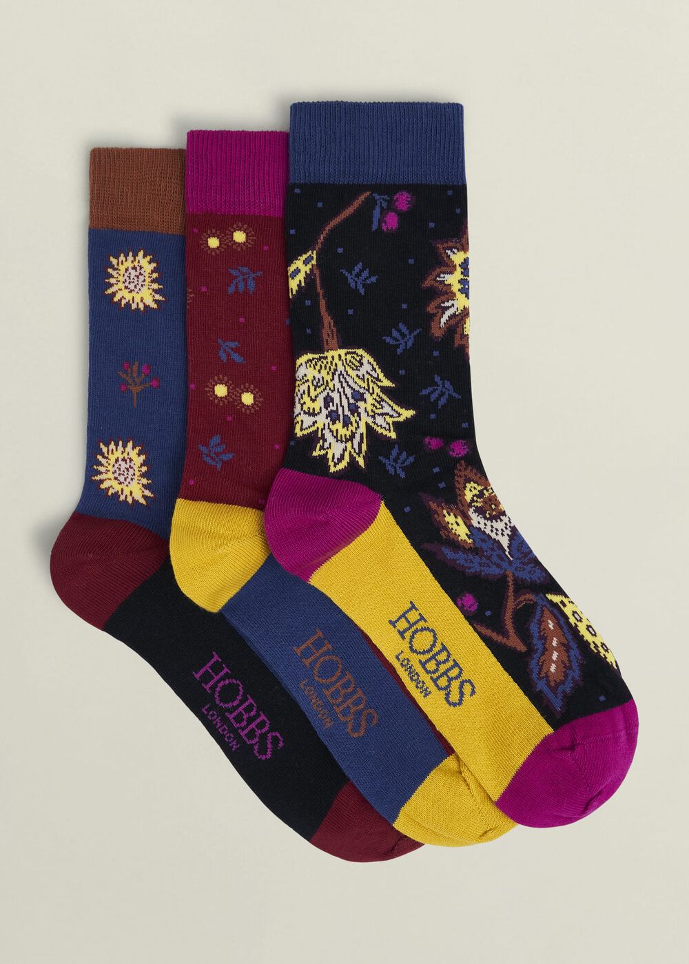 Jacobean Sock Set, Black Multi, hi-res