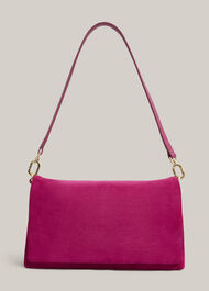 Jas Suede Clutch, Bright Pink, hi-res