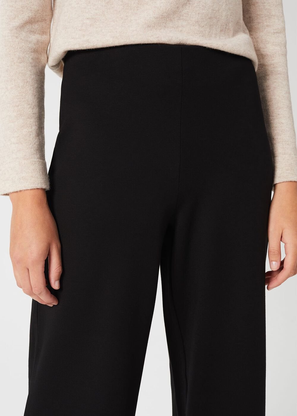 Pippa Jersey Wide Leg Trousers, Black, hi-res