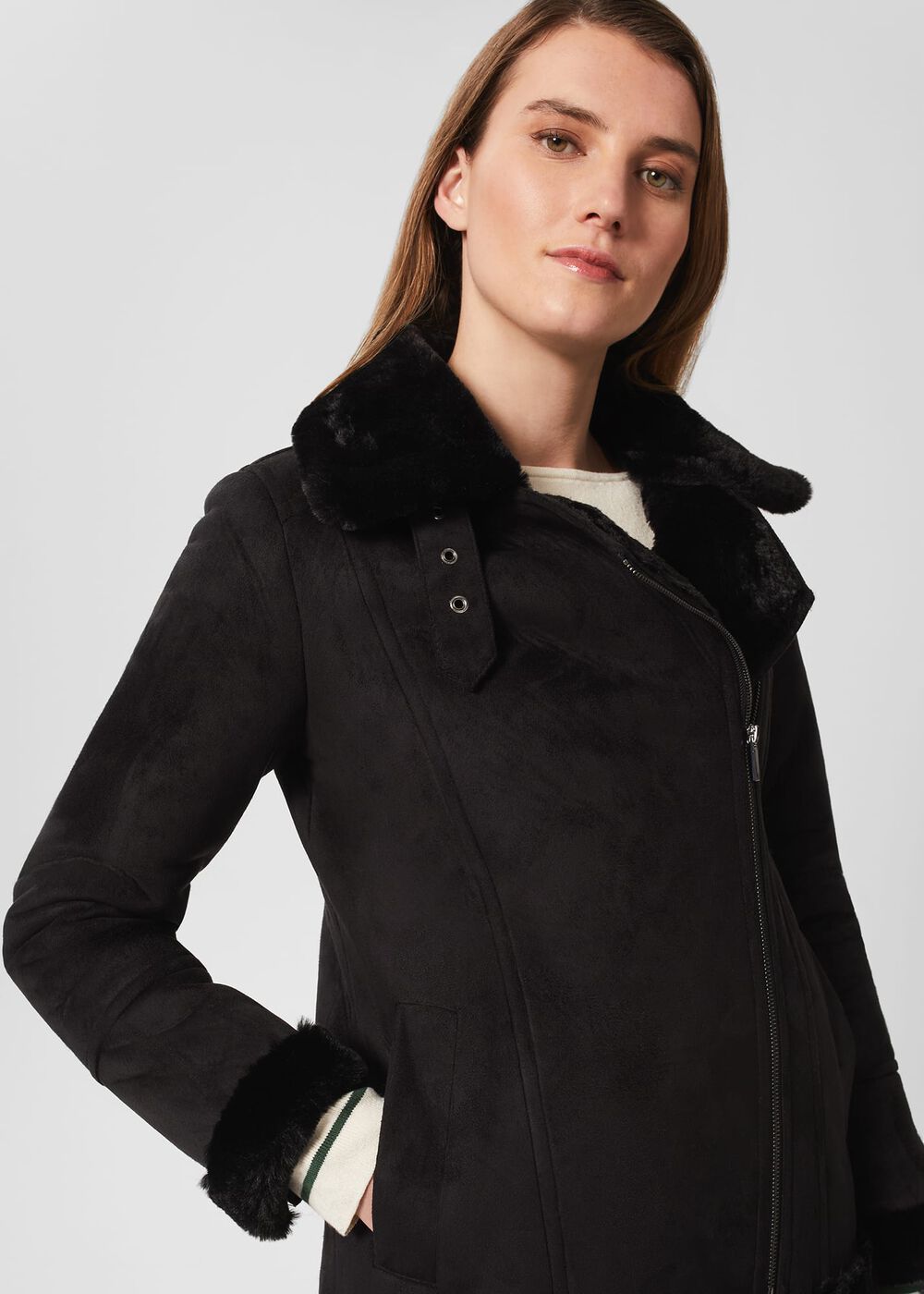 Alana Fur Jacket, Black, hi-res