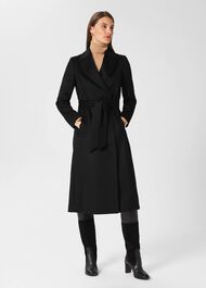 Olivia Wool Wrap Coat, Black, hi-res
